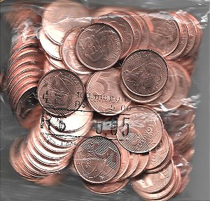 Sachê Original Banco Central Com 100 Moedas 2022 de R$ 0,05 Centavos de Real