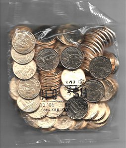 Sachê Original Banco Central Com 100 Moedas 2023 de R$ 0,10 Centavos de Real