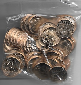 Sachê Original Banco Central Com 50 Moedas 2021 de R$ 0,25 Centavos de Real