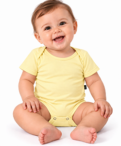 BODY INFANTIL AMARELO BEBÊ 100% POLIÉSTER