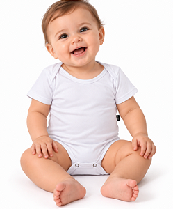 BODY INFANTIL BRANCO 100% POLIÉSTER