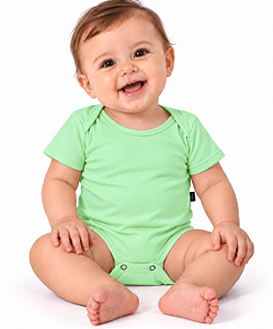 BODY INFANTIL VERDE BEBÊ 100% POLIÉSTER