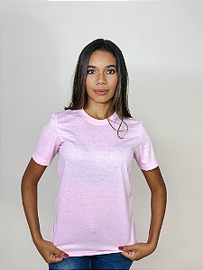 CAMISETA BÁSICA ROSA BEBÊ 100% POLIÉSTER