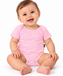 BODY INFANTIL ROSA CHICLETE 100% POLIÉSTER