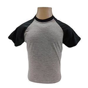 RAGLAN INFANTIL MESCLA C/ PRETO
