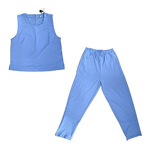 CONJUNTO MALHA CREPE AZUL CÉU