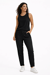 CONJUNTO MALHA CREPE PRETO