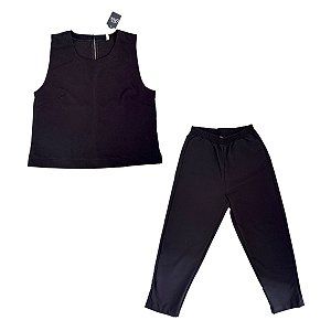 CONJUNTO MALHA CREPE PRETO