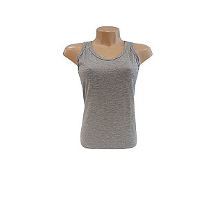 REGATA FENININA CINZA MESCLA 100% POLIÉSTER - LINHA SUPREME/ANTI-PILLING