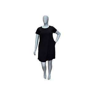 VESTIDO ALGODÃO COM BOLSOS PRETO