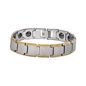 Pulseira Masculina Tungstênio Aço com detalhe Dourado - Virgínia Arruda  Semijóias