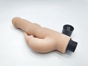 Vibrador Duplo Motor em Cyberskin com Estimulador Coelhinho