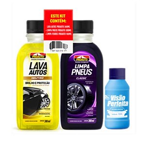 Kit Grass - Lava Auto Classic 300Ml  + Limpa Pneus 300Ml + Visão Perfeita 10Ml