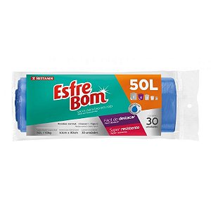 Saco para Lixo Esfrebom Azul 50 Litros Rolo C/ 30 Unidades