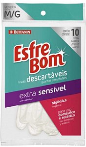 Luva Esfrebom Descartável Vinil 10 unidades - Bettanin