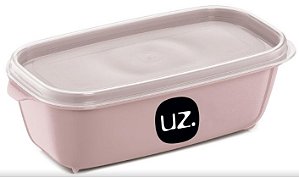 Pote Multiuso Premium Retangular 500ml Rosa Sólido