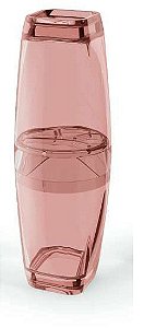 Porta Escova C/ Tampa Premium Rosa Transparente