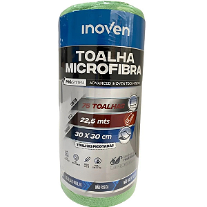 ROLO COM 75UN DE MICROFIBRA 30X30 VERDE - INOVEN