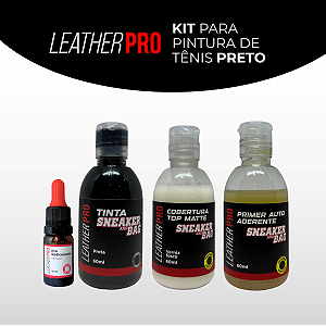 KIT PARA PINTAR TENIS E SOLADO PRETO - LEATHER PRO