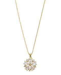 COLAR MB SEMI JOIA DOURADO PINGENTE ZIRCÔNIA CRISTAL GOTA