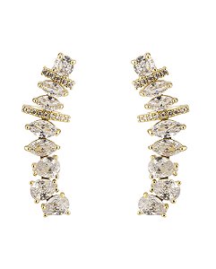 EARCUFF MB SEMI JOIA DOURADO ZIRCÔNIA CRISTAL GOTAS