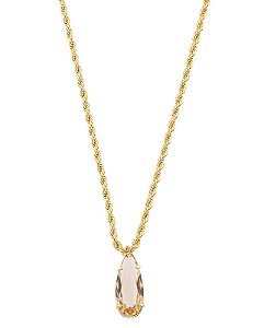 CHOKER DOURADA CORDÃO BAIANO COM PINGENTE GOTA ROSÉ