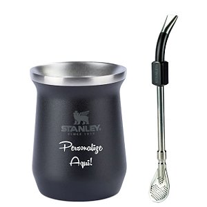 Conjunto Chimarrão Stanley Preto Matte Black (Cuia e Bomba) - Personalizado