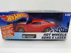 Miniatura Chevrolet Camaro Vermelho - Hot Wheels - Escala 1/32 C/ Luz e Som