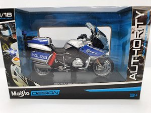 Miniatura BMW R 1200 RT - Versão Policia Alemã - 1/18 - Maisto Authority Police Motorcycles
