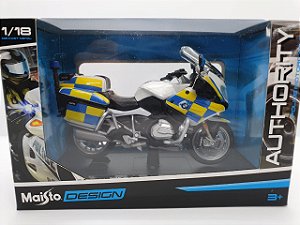 Miniatura BMW R 1200 RT - Versão Policia Britânica - 1/18 - Maisto Authority Police Motorcycles