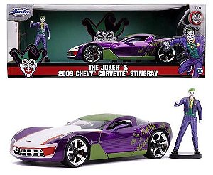 Miniatura 2009 Chevy Corvette Stingray com mini Coringa (The Joker) - Escala 1/24 - Jada Toys