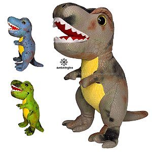 Dinossauro Tiranossauro Rex De Pelúcia Macio Antialérgico - Cinza