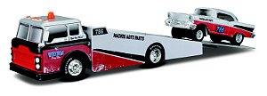 1:64 - RAMPTRUCK 1957 + CHEVROLET BEL AIR GASSER - DESIGN ELITE TRANSPORT ASSORTMENT