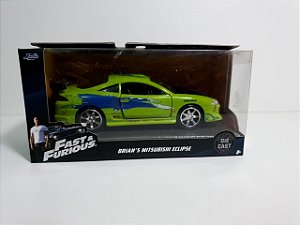 MINIATURA MITSUBISHI ECLIPSE VERDE VELOZES E FURIOSOS - BRIAN O'CONNER - ESCALA 1/32