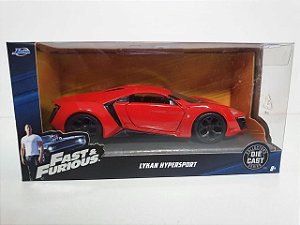 MINIATURA LYKAN HYPERSPORT VERMELHO - VELOZES E FURIOSOS - ESCALA 1/32