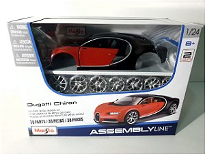 Miniatura de montar Bugatti Chiron Vermelha - Escala 1/24 - Maisto Assembly