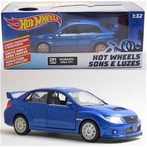 Miniatura Subaru WRX STI Azul - Hot Wheels - Escala 1/32 C/ Luz e Som