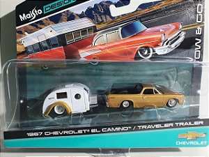 Miniatura Chevy El Camino C/ Trailer Escala 1/64 Maisto Design Tow&Go