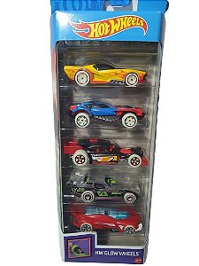 Pack com 5 Miniaturas Hot Wheels - HW Glow Wheels