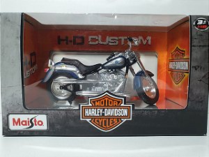Miniatura Moto Harley Davidson 1998 FLSTF Fat Boy - Escala 1/18 - Maisto