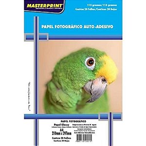 PAPEL FOTOGRAFICO A4  AUTO ADESIVO COM 20 FOLHAS  115g