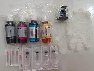 Kit 4 Tintas para  Recarregar cartuchos HP 667/664/122 possui amarelo 70ml, azul 70ml, magenta 70ml e preto 90ml