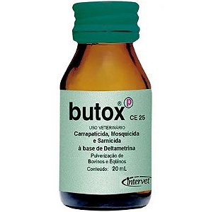 Butox-P Intervet Carrapaticida, Mosquicida para Bovinos Vidro (Emb. contém 25un. de 20ml cada)