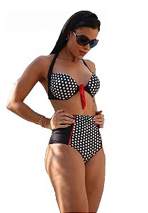 Biquíni Cintura Alta Retrô Plus Size Hot pants com Bojo