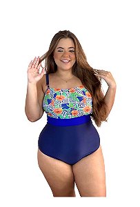 Maiô Plus Size Estampado Com Bojo Alça Tomara Que Caia