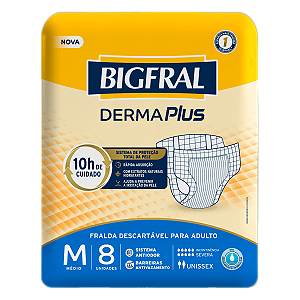 Fralda Geriátrica Bigfral Derma Noturna tamanho M com 8 unidades