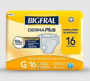 Fralda Geriátrica Bigfral Derma Plus tamanho G com 16 unidades