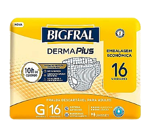 Fralda Geriátrica Bigfral Derma Plus tamanho G com 16 unidades