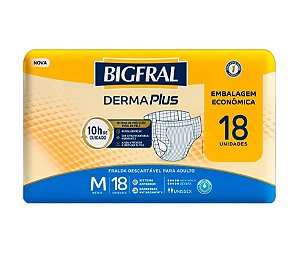 Fralda Geriátrica Bigfral Derma Plus tamanho M com 18 unidades