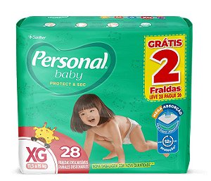 Fralda Infantil Personal Protect & Sec Mega tamanho XG com 28 unidades